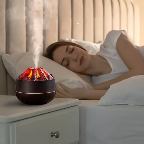 Transform Your Space with the 2026 Charcoal Fire 300ML Ultrasonic Humidifier & Aroma Diffuser - Cozy Glow & Whisper-Quiet Comfort